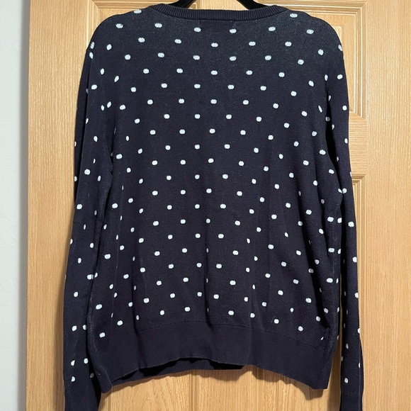 Liz Claiborne Navy and White Polka Dot Classic Sweater - Picture 7 of 8